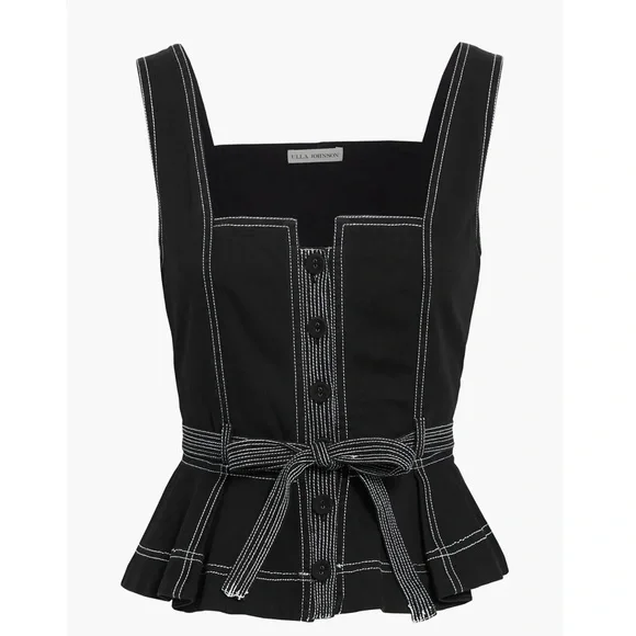 Ulla Johnson cotton twill peplum top - 2 - Picture 1 of 7